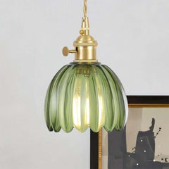 Japanese Retro Glass Flower Pendant Light