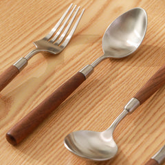 Korean Style Walnut Handle Cutlery Set | Yedwo