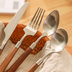 Korean Style Walnut Handle Cutlery Set | Yedwo