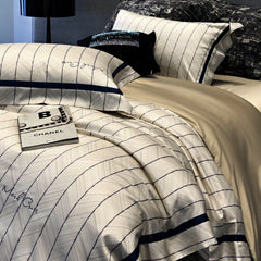 LAIMAN Luxury Linear Print Tencel-Cotton Bedding Set | Yedwo