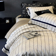 LAIMAN Luxury Linear Print Tencel-Cotton Bedding Set | Yedwo