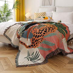 Leopard Illustration Woven Throw Blanket | Yedwo Design