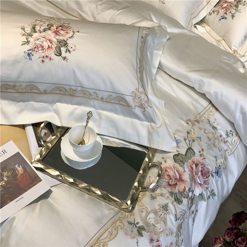 Luxury Embroidery White Bedding Set | Yedwo Home