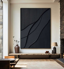 Handmade Luxury Black 3D Texture Painting Modern Minimalist Wall Art | Yedwo