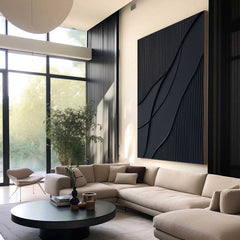 Handmade Luxury Black 3D Texture Painting Modern Minimalist Wall Art | Yedwo