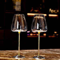 Luxury Crystal Diamond-Inlaid Burgundy Wine Glass Set | Yedwo Design