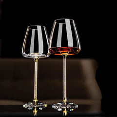 Luxury Crystal Diamond-Inlaid Burgundy Wine Glass Set | Yedwo Design