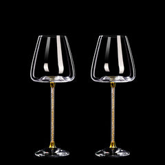 Luxury Crystal Diamond-Inlaid Burgundy Wine Glass Set | Yedwo Design