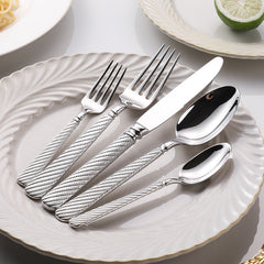 Luxury Embossed Rope Hammered Stainless Steel Flatware Set | Yedwo