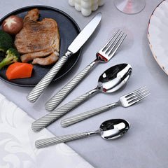 Luxury Embossed Rope Hammered Stainless Steel Flatware Set | Yedwo
