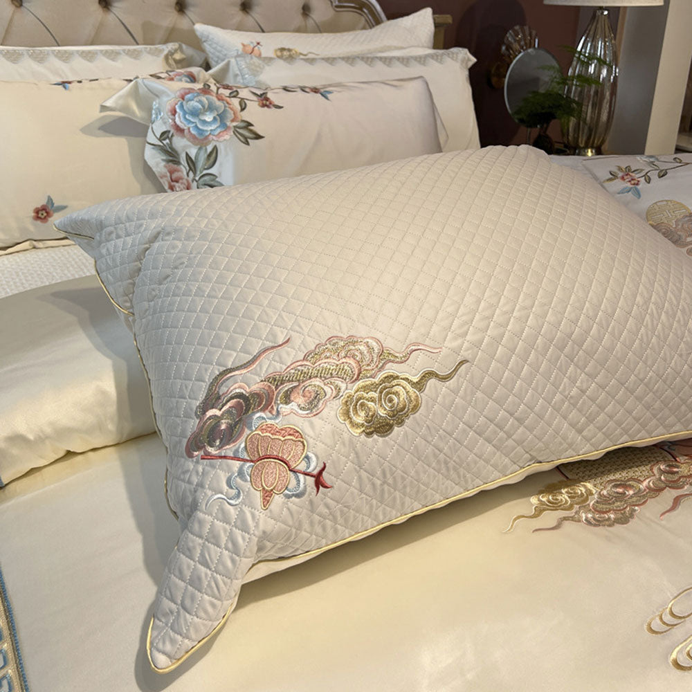 Luxury Embroidery Egyptian Cotton White Bedding Set | Yedwo Home