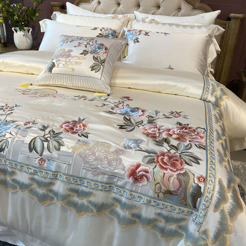 Luxury Embroidery Egyptian Cotton White Bedding Set | Yedwo Home