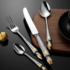 Luxury Imperial Torch Forged Stainless Steel Cutlery Set | Yedwo Design
