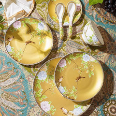 QINSE Luxury Jingdezhen Floral & Bird Bone China Dinnerware | Yedwo
