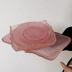 Luxury Pink Irregular Glacier Glass Plate | Yedwo Design