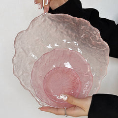 Luxury Pink Irregular Glacier Glass Plate | Yedwo Design