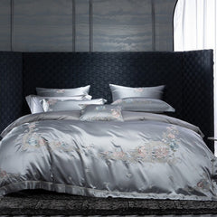 Luxury 140TC Egyptian Cotton Embroidered Silk Blend Bedding Set | Yedwo