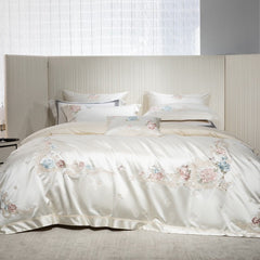 Luxury 140TC Egyptian Cotton Embroidered Silk Blend Bedding Set | Yedwo
