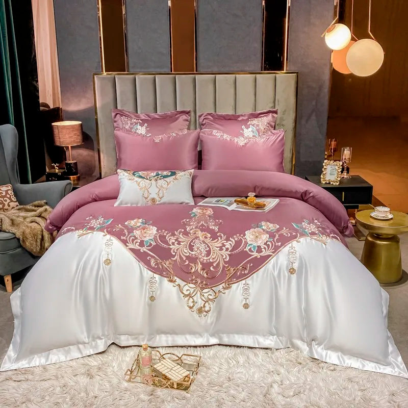 Luxury Egyptian Cotton Chic Crown Embroidery Duvet Cover Set | Yedwo ...