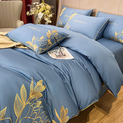 Luxury Egyptian Cotton Flower Embroidered Bedding Set | Yedwo Home