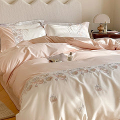 Luxury Embroidered Rose Egyptian Cotton Bedding Set | Yedwo Home