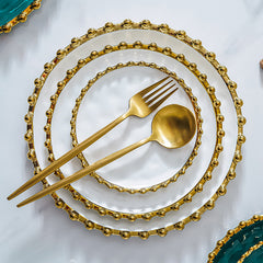 Luxury Gold-Edged Ceramic Steak & Pasta Plate | Yedwo Design