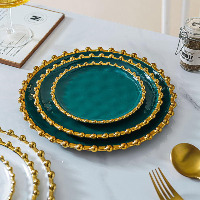 Luxury Gold-Edged Ceramic Steak & Pasta Plate | Yedwo Design – YEDWO