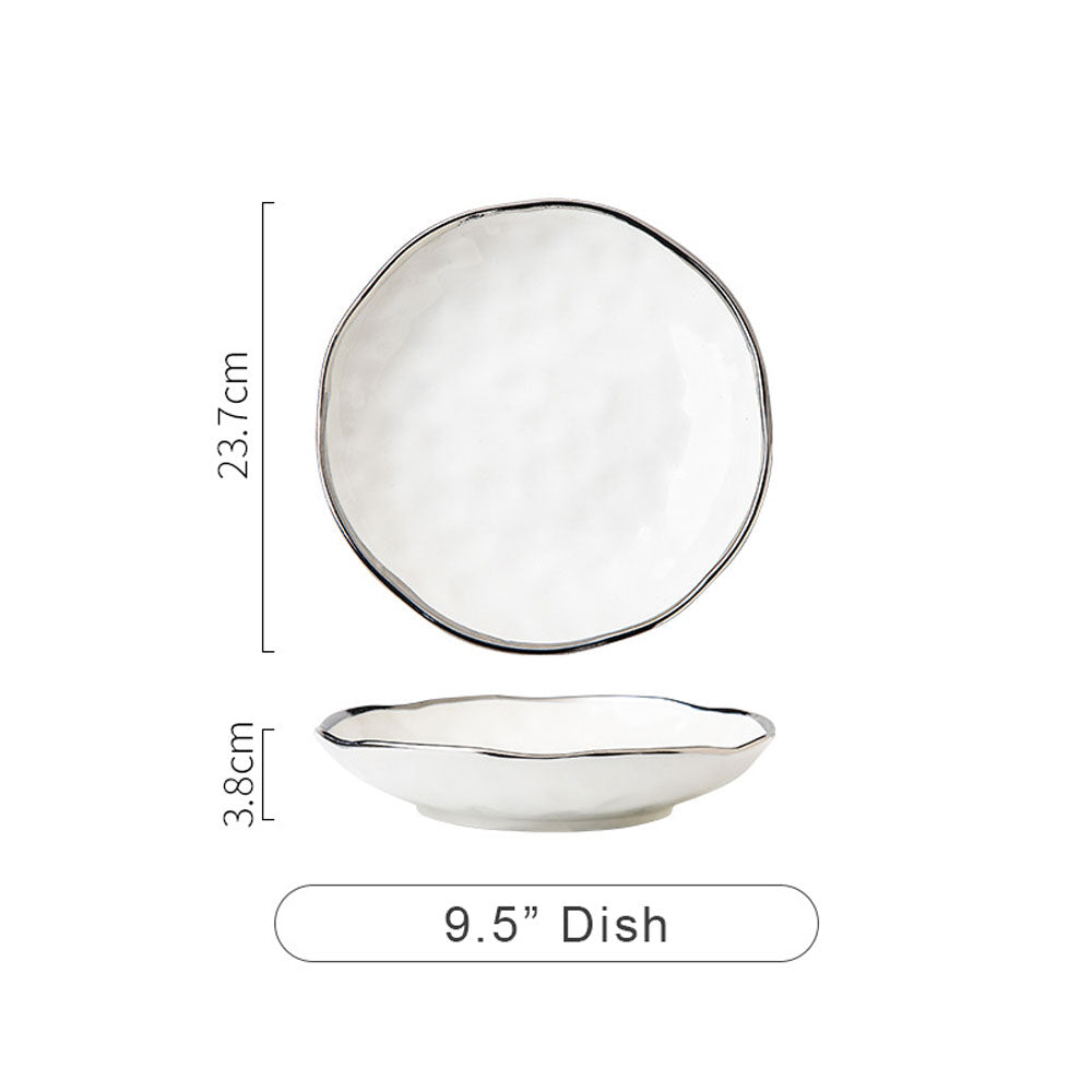 Luxury Silver Rim White Porcelain Dinnerware Sets | Yedwo Design – YEDWO