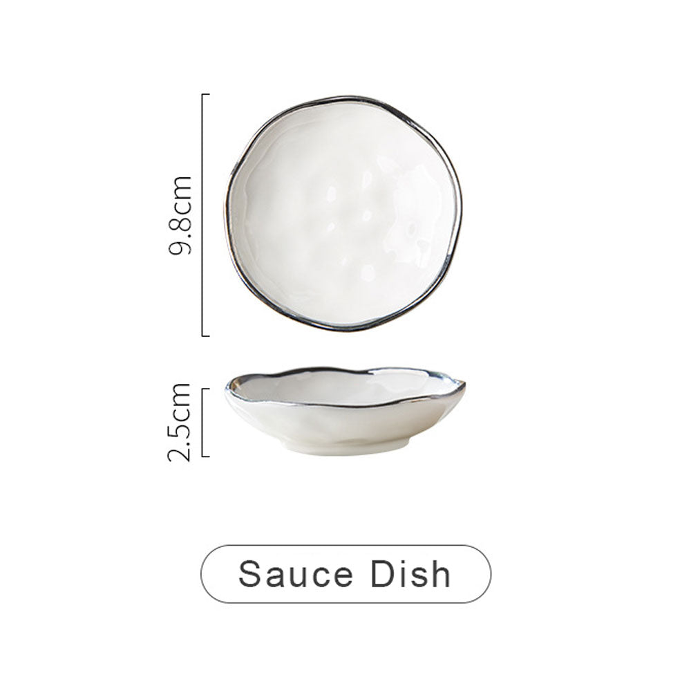 Luxury Silver Rim White Porcelain Dinnerware Sets | Yedwo Design – YEDWO