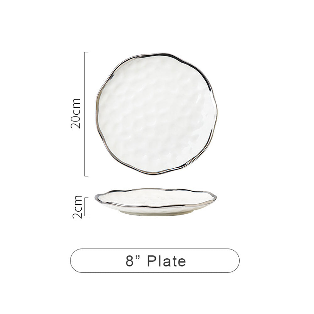 Luxury Silver Rim White Porcelain Dinnerware Sets | Yedwo Design – YEDWO