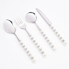 Luxury Pearl & Crystal Inlaid Stainless Steel Cutlery Set | Yedwo