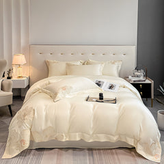 Luxury Peony Flowers Embroidery Egyptian Cotton Duvet Cover | Yedwo Home