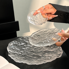 Luxury Pink Irregular Glacier Glass Plate | Yedwo Design