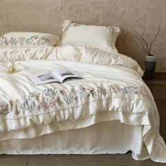 MIIYA French Vintage Embroidered Silky Summer Duvet Cover Set | Yedwo