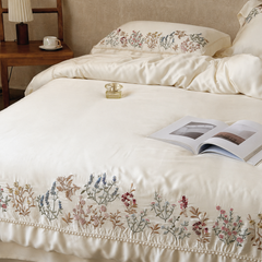MIIYA French Vintage Embroidered Silky Summer Duvet Cover Set | Yedwo