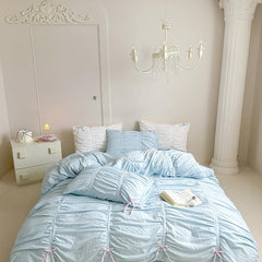 Microfiber Ruffles Pleated White Duvet Cover Set | Yedwo Home