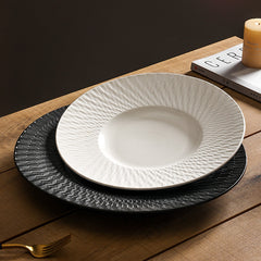 Minimalist Woven Relief Ceramic Dinner Plate | Yedwo Design