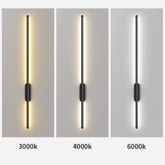 Modern Black LED Long Strip Wall Light | Yedwo