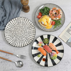 Modern Black & White Ceramic Dinner Plates – Set of 6 | Yedwo Design