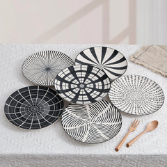 Modern Black & White Ceramic Dinner Plates – Set of 6 | Yedwo Design