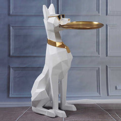 Modern Cute Resin Dog Side Table with Metal Storage Tray | Yedwo Home