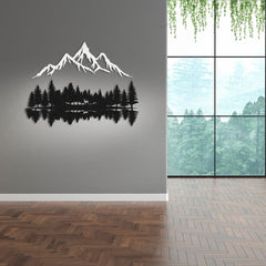 Mountain, Lake and Forest Silhouette Metal Wall Art | Yedwo Design