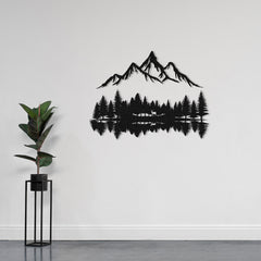 Mountain, Lake and Forest Silhouette Metal Wall Art | Yedwo Design