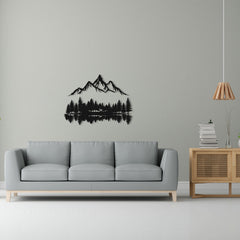 Mountain, Lake and Forest Silhouette Metal Wall Art | Yedwo Design