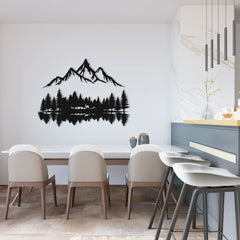 Mountain, Lake and Forest Silhouette Metal Wall Art | Yedwo Design