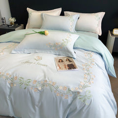 Muguet De Mai Embroidery Egyptian Cotton Bedding Set | Yedwo