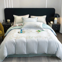 Muguet De Mai Embroidery Egyptian Cotton Bedding Set | Yedwo