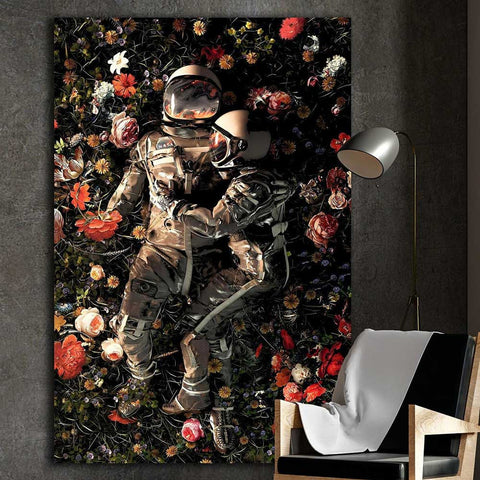 Nasa Astronaut Flower Canvas Wall Art | Yedwo