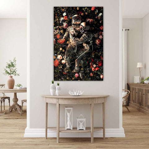 Nasa Astronaut Flower Canvas Wall Art | Yedwo