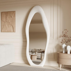 Nordic Flannel Upholstered Irregular Full-Length Mirror | Yedwo